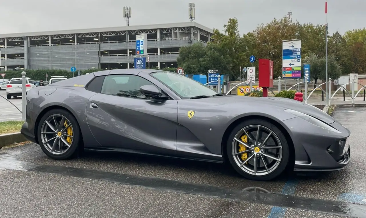 Ferrari 812 GTS 2024, rear view — Florence Luxury Car Rental, Florence. Ferrari 812 GTS in Florence Renting the 2024 Ferrari 812 GTS in Florence provides a…
