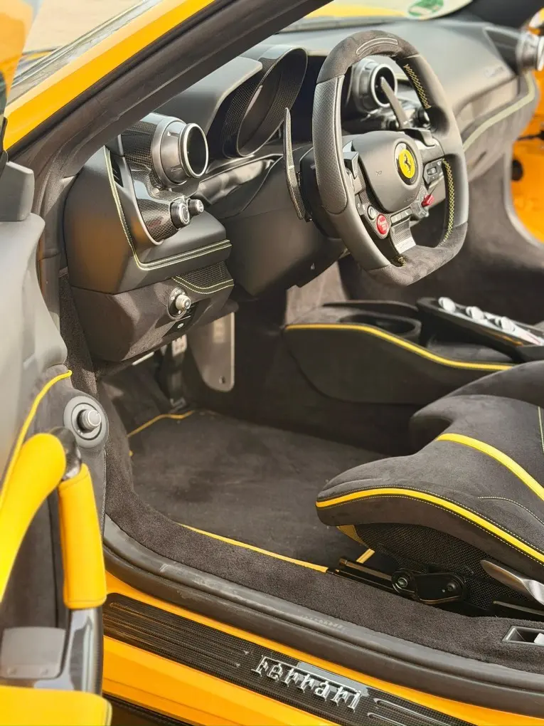 Ferrari F8 SPIDER 2023, interior — Florence Luxury Car Rental, Florence. Ferrari F8 SPIDER in Florence The 2023 Ferrari F8 SPIDER is available for rental in…