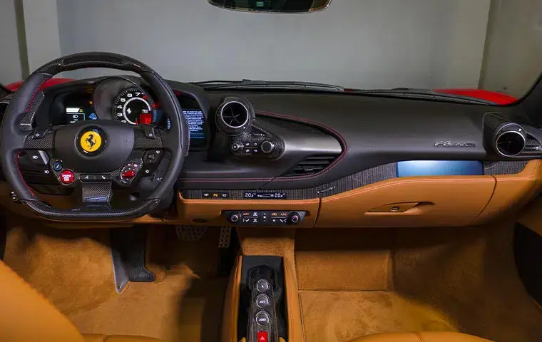 Ferrari F8 Tributo Spider Red 2023, exterior — Florence Luxury Car Rental, Florence. Ferrari F8 Tributo Spider Red in Florence Renting the 2023 Ferrari F8 Tributo Spider Red…