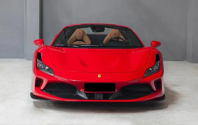 Ferrari F8 Tributo Spider Red 2023, front view — Florence Luxury Car Rental, Florence. Ferrari F8 Tributo Spider Red in Florence Renting the 2023 Ferrari F8 Tributo Spider Red…