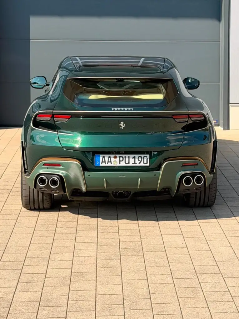 Ferrari Purosangue Atelier 2025, front view — Florence Luxury Car Rental, Florence. Four seats, one autostrada run to Lucca
