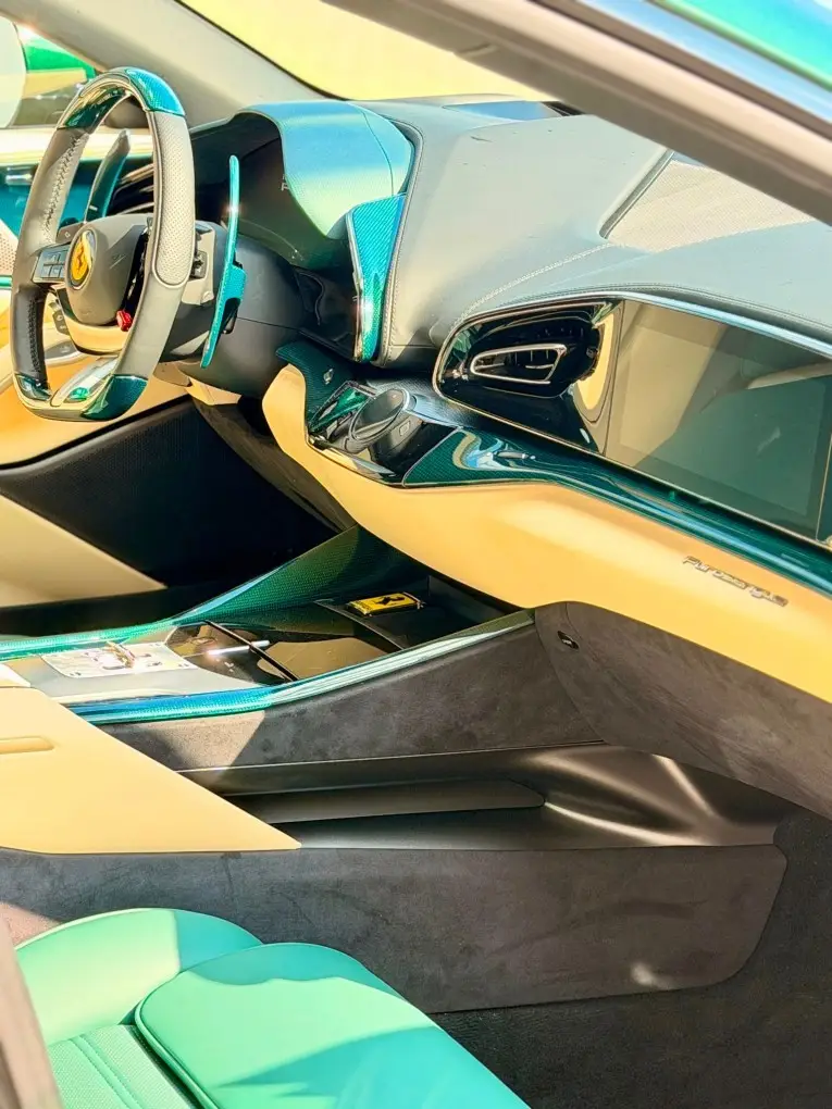 Ferrari Purosangue Atelier 2025, dashboard — Florence Luxury Car Rental, Florence. Four seats, one autostrada run to Lucca