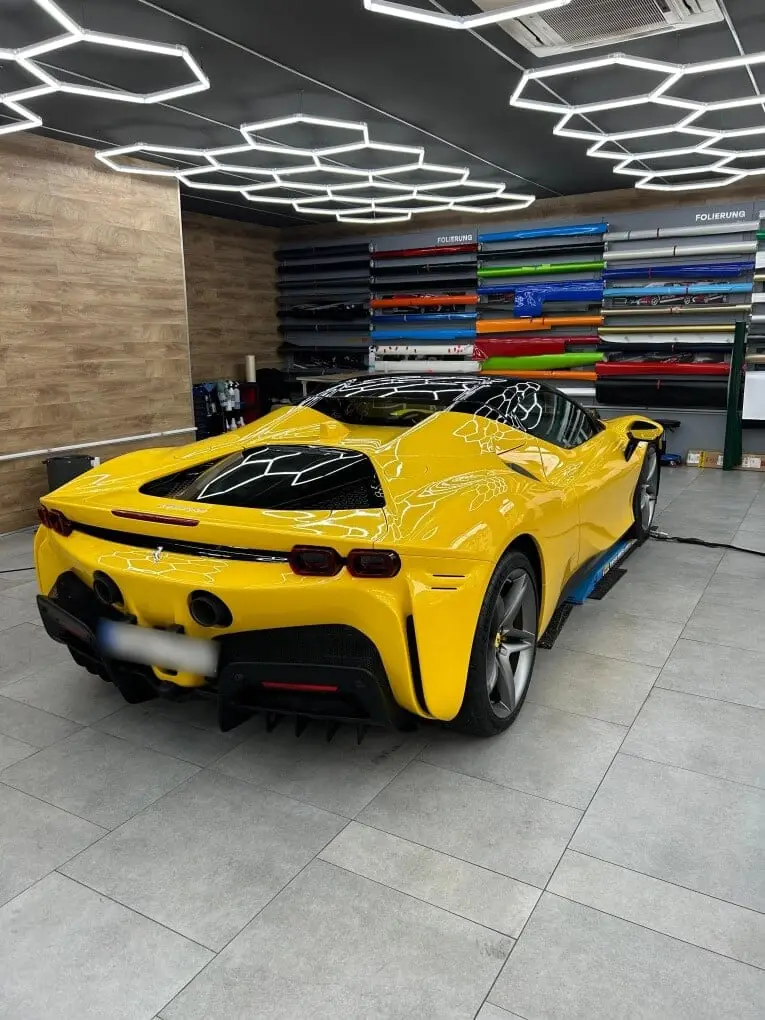 Ferrari SF90 Spider 2024, rear view — Florence Luxury Car Rental, Florence. Ferrari SF90 Spider in Florence Renting the 2024 Ferrari SF90 Spider in Florence provides…