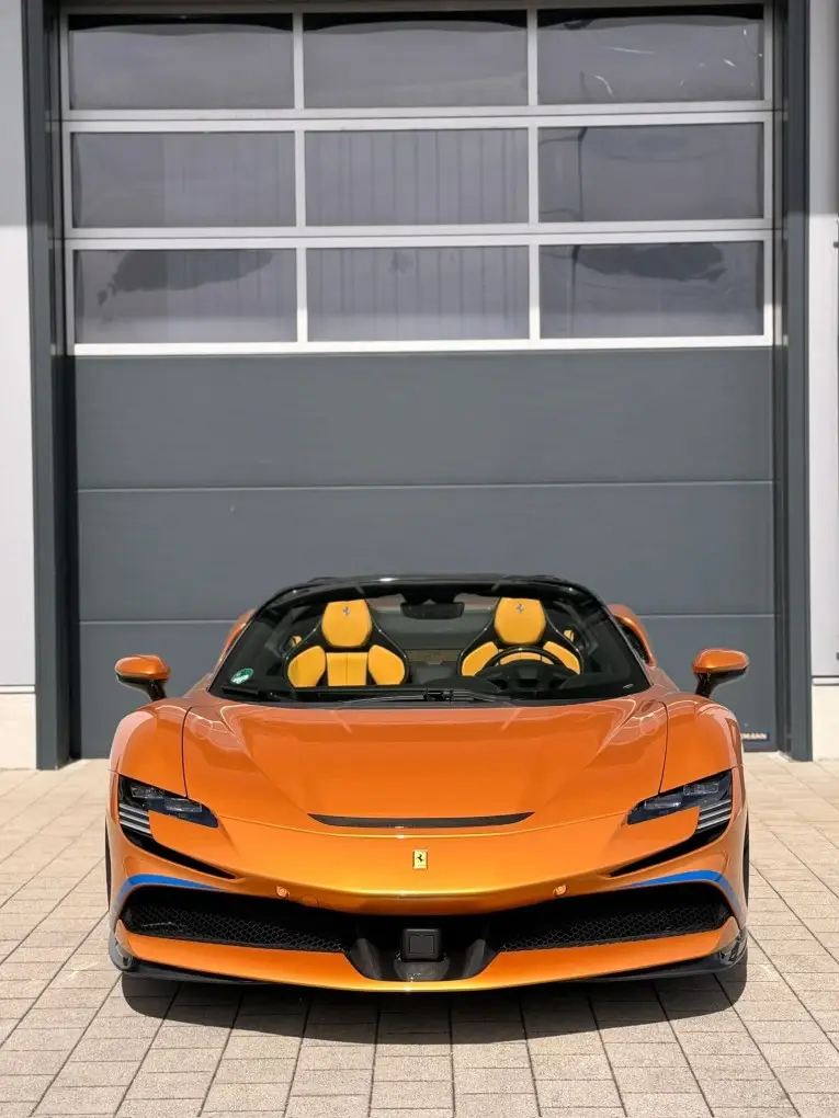 Ferrari SF90 Spider Tailor Made 2025, front view — Florence Luxury Car Rental, Florence. Ferrari SF90 Spider Tailor Made in Florence Renting the 2025 Ferrari SF90 Spider Tailor…