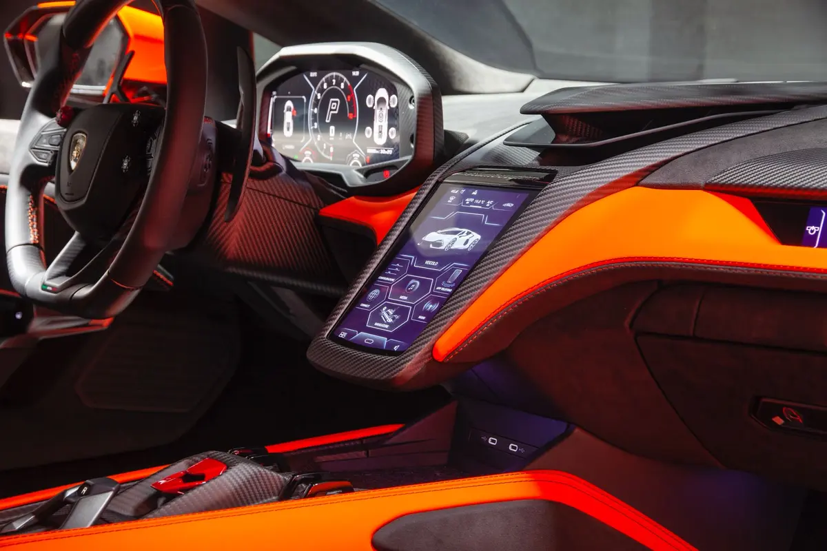 Lamborghini Revuelto 2026, dashboard — Florence Luxury Car Rental, Florence. Lamborghini Revuelto in Florence Renting the 2026 Lamborghini Revuelto in Florence…