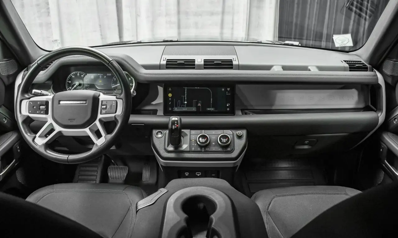 Land Rover Defender X-Dynamic 7 seater 2024, dashboard — Florence Luxury Car Rental, Florence. Land Rover Defender X-Dynamic 7 seater in Florence Renting the 2024 Land Rover Defender…