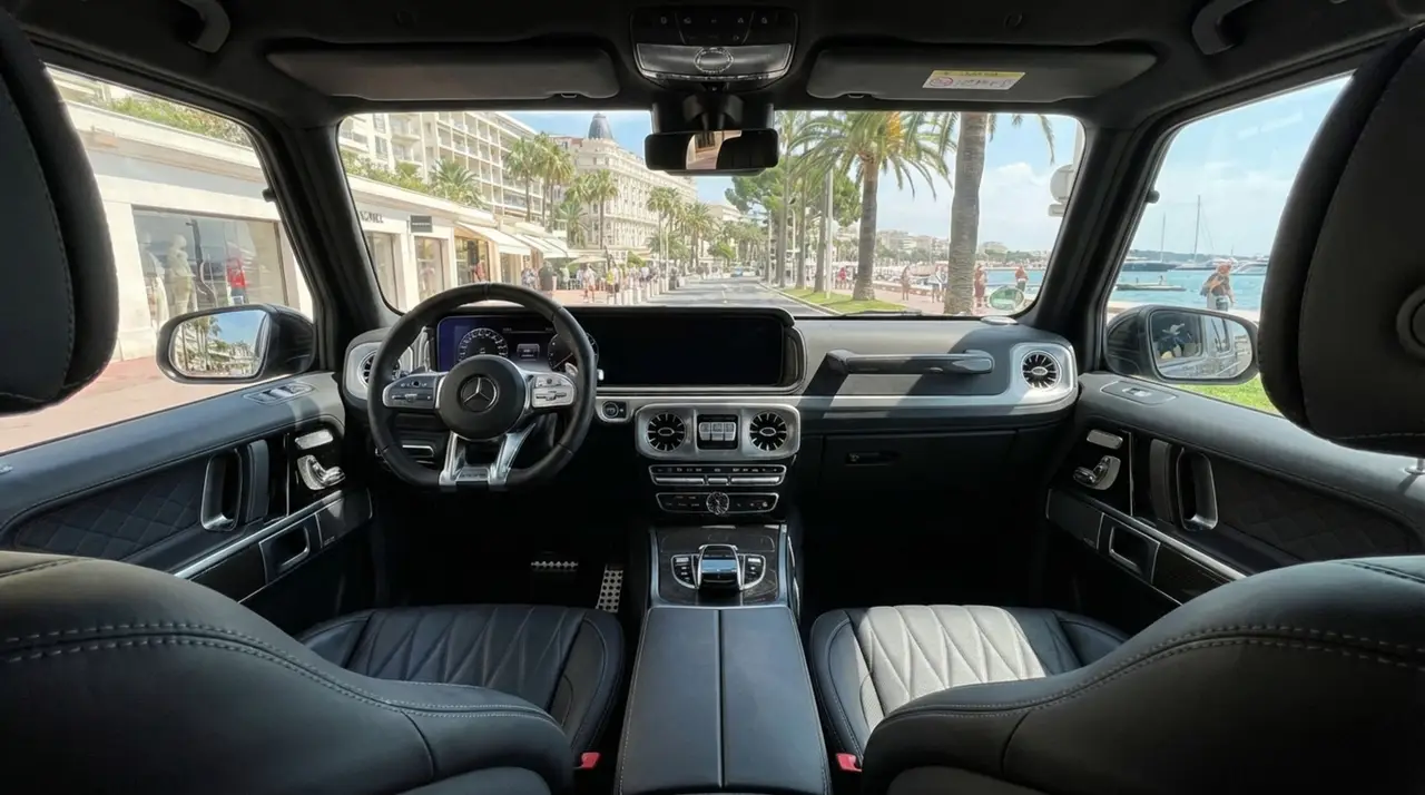 Mercedes Benz G63 2023, interior — Florence Luxury Car Rental, Florence. Mercedes Benz G63 in Florence Renting the 2023 Mercedes Benz G63 in Florence provides a…