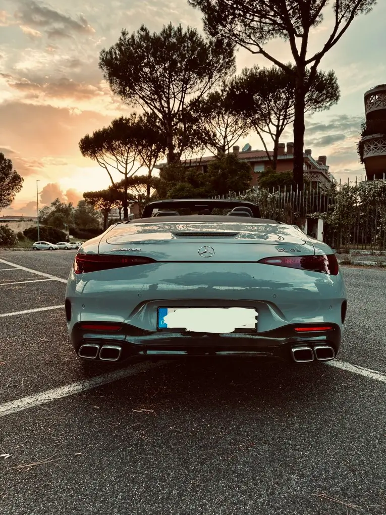 Mercedes Benz SL63 Cabrio 2023, front view — Florence Luxury Car Rental, Florence. Fiesole sunset climbs, top down, engine warm