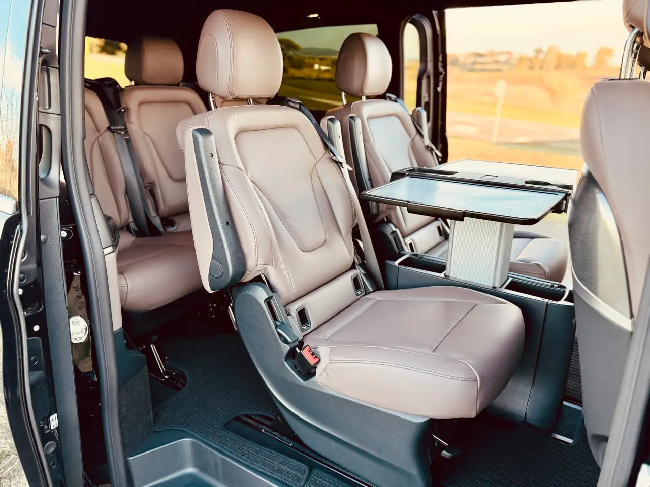 Mercedes Benz V300 4x4 XL Exclusive 7 seats 2025, rear view — Florence Luxury Car Rental, Florence. Seven seats, one smooth ride to Siena