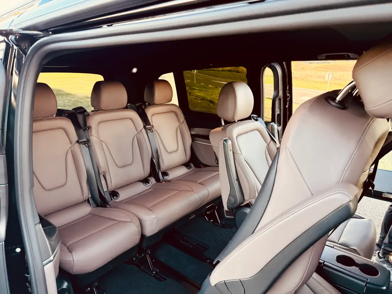 Mercedes Benz V300 4x4 XL Exclusive 7 seats 2025, interior — Florence Luxury Car Rental, Florence. Seven seats, one smooth ride to Siena