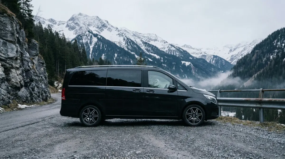 Mercedes Benz V300 8 seats 2025, rear view — Florence Luxury Car Rental, Florence. Mercedes Benz V300 8 seats in Florence Renting the 2025 Mercedes Benz V300 8 seats in…