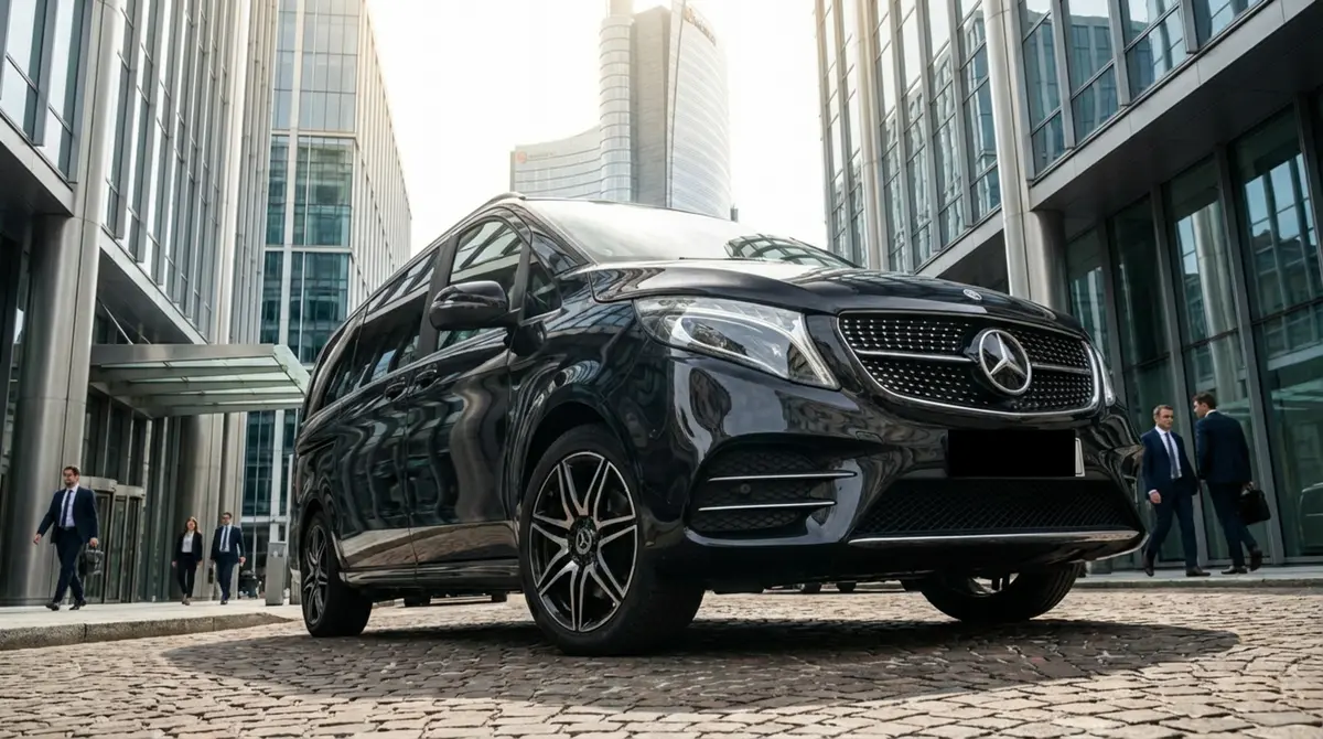 Mercedes V Class 2026, exterior — Florence Luxury Car Rental, Florence. Mercedes Benz V Class in Florence Renting the 2026 Mercedes Benz V Class in Florence…