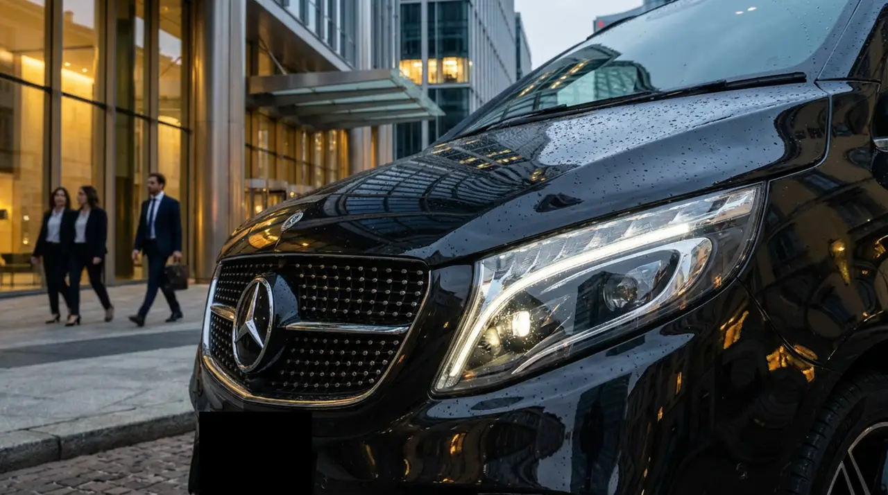 Mercedes V Class 2026, front view — Florence Luxury Car Rental, Florence. Mercedes Benz V Class in Florence Renting the 2026 Mercedes Benz V Class in Florence…