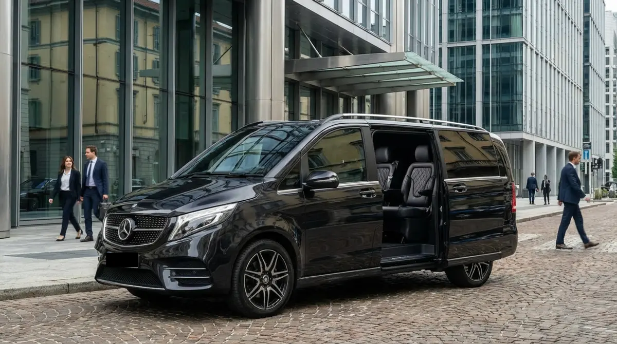 Mercedes V Class 2026, interior — Florence Luxury Car Rental, Florence. Mercedes Benz V Class in Florence Renting the 2026 Mercedes Benz V Class in Florence…