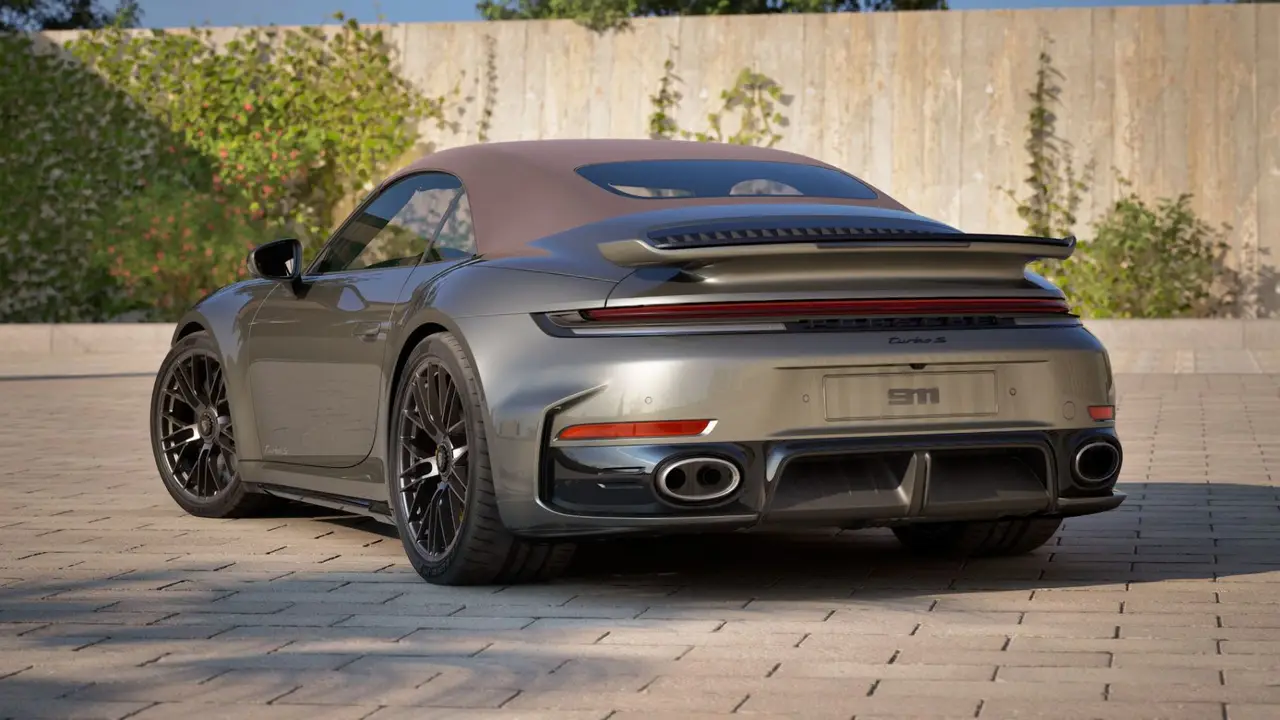 Porsche 911 992 Carrera Turbo S Cabrio 2026, exterior — Florence Luxury Car Rental, Florence. Porsche 911 992 Carrera Turbo S Cabrio in Florence Renting the 2026 Porsche 911 992…
