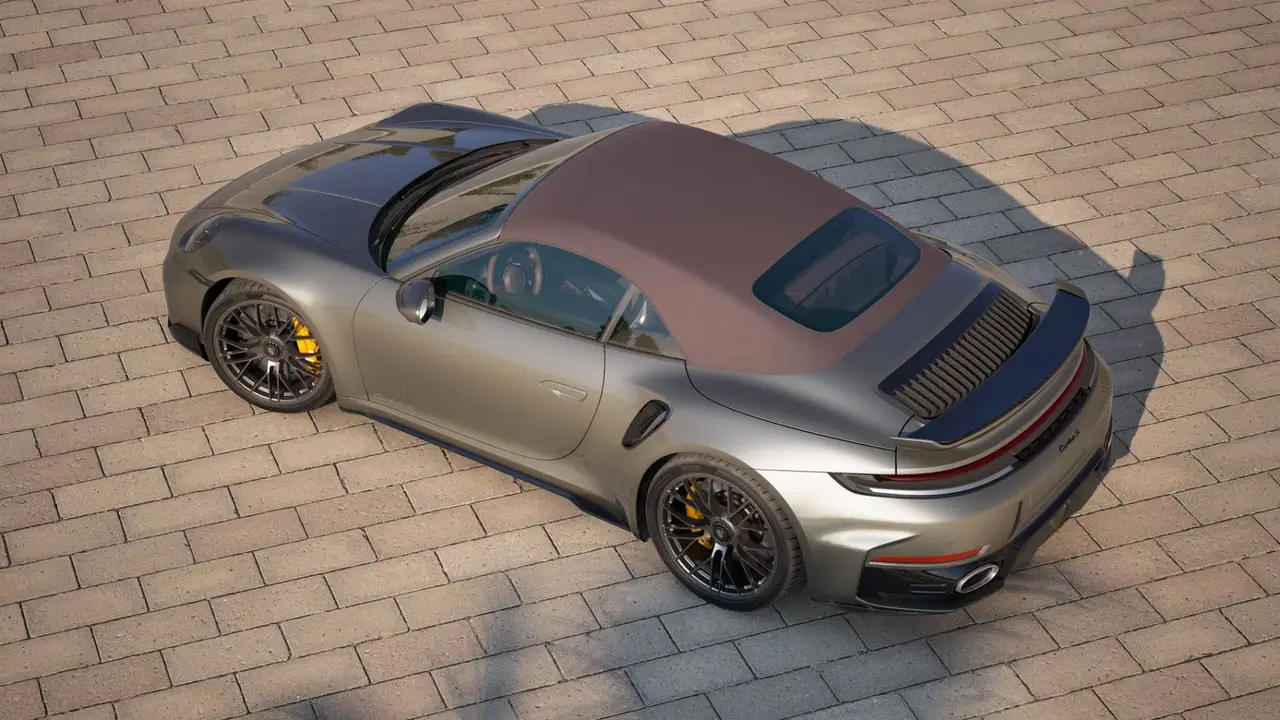 Porsche 911 992 Carrera Turbo S Cabrio 2026, front view — Florence Luxury Car Rental, Florence. Porsche 911 992 Carrera Turbo S Cabrio in Florence Renting the 2026 Porsche 911 992…