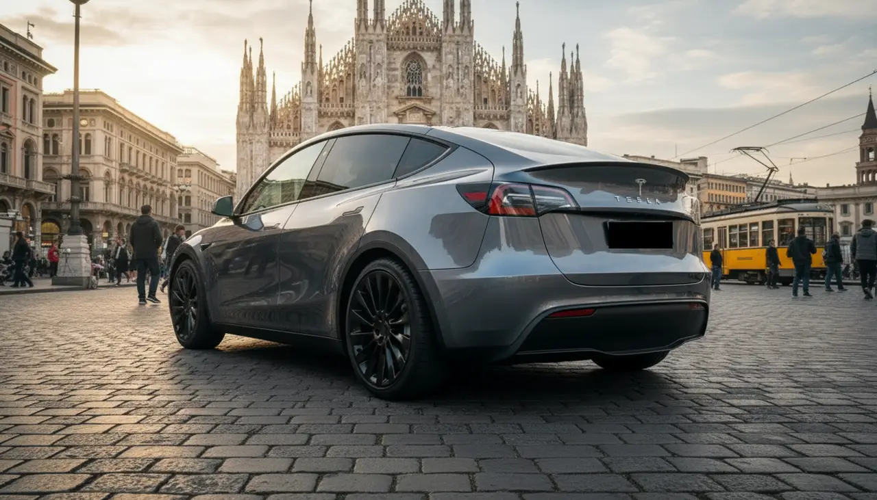Tesla Model Y Long Range 2023, exterior — Florence Luxury Car Rental, Florence. Tesla Model Y Long Range in Florence Hiring the 2023 Tesla Model Y Long Range in Florence…