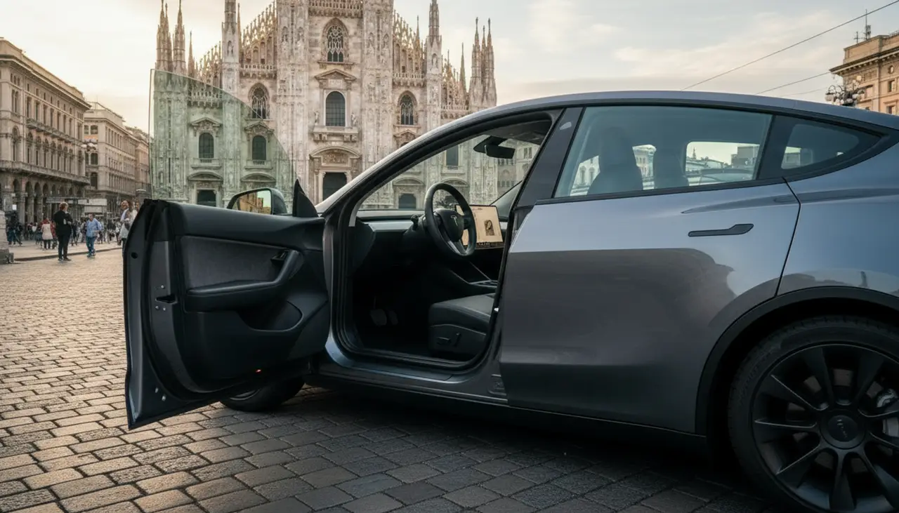 Tesla Model Y Long Range 2023, interior — Florence Luxury Car Rental, Florence. Tesla Model Y Long Range in Florence Hiring the 2023 Tesla Model Y Long Range in Florence…